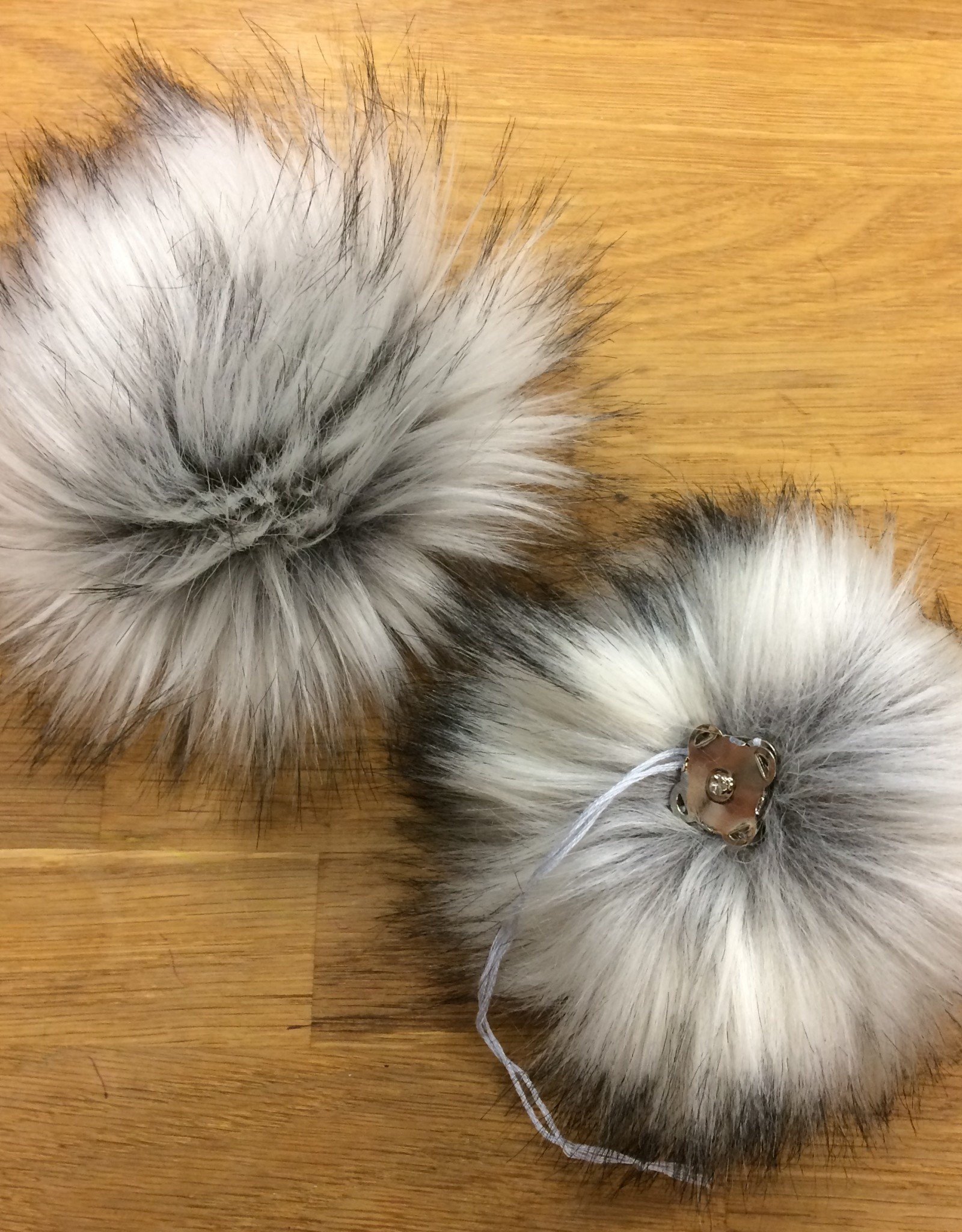 Hand Made Gray Faux Fur Pompom With Louis Vuitton Charms/pom