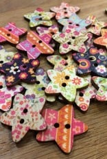 Yarn it & Haberdashery Large Wooden Star Button 1” assorted patterns