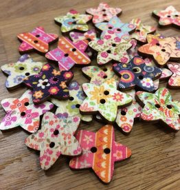 Yarn it & Haberdashery Large Wooden Star Button 1” assorted patterns