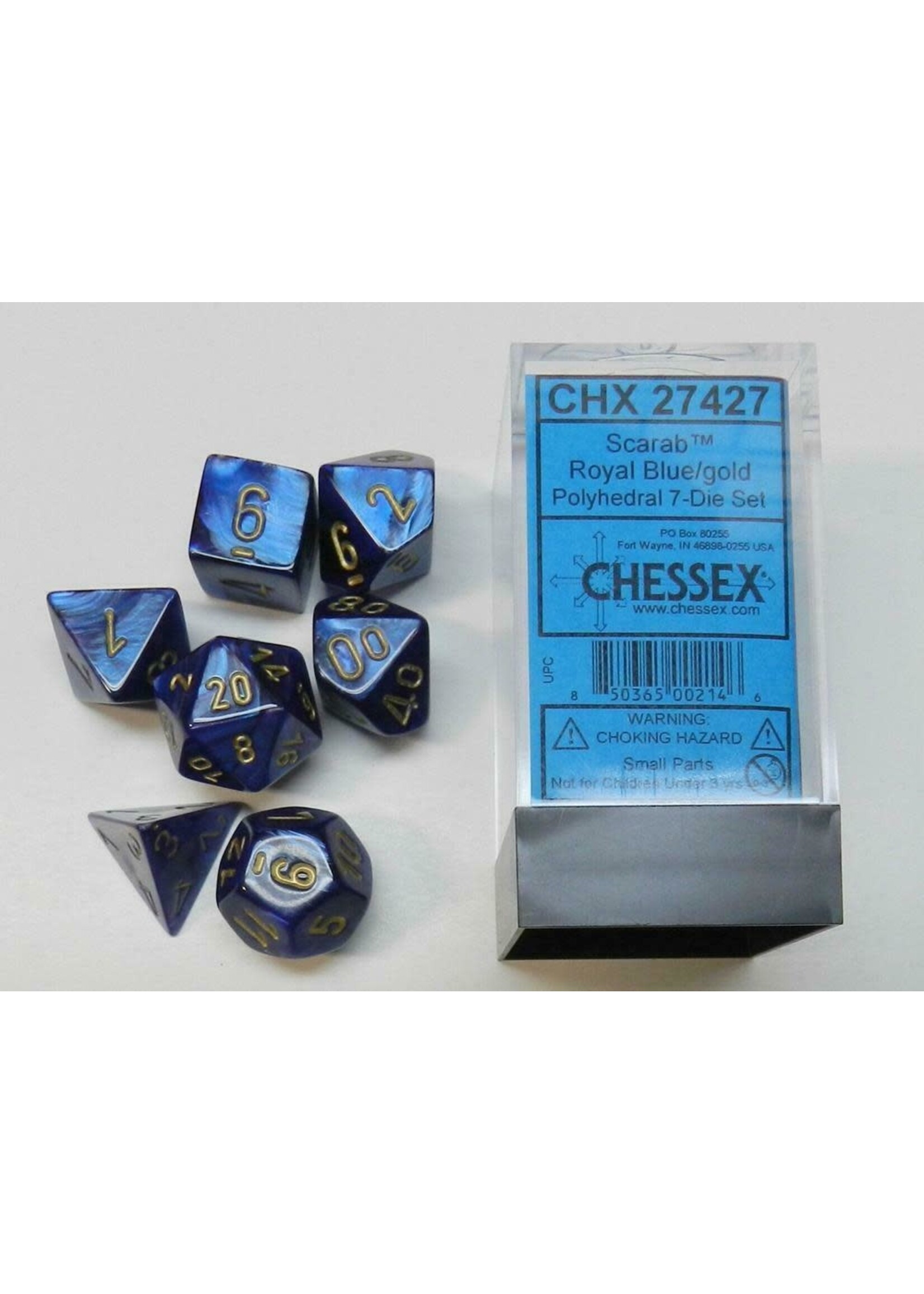 Chessex 7-Die Set Scarab Royal Blue/Gold