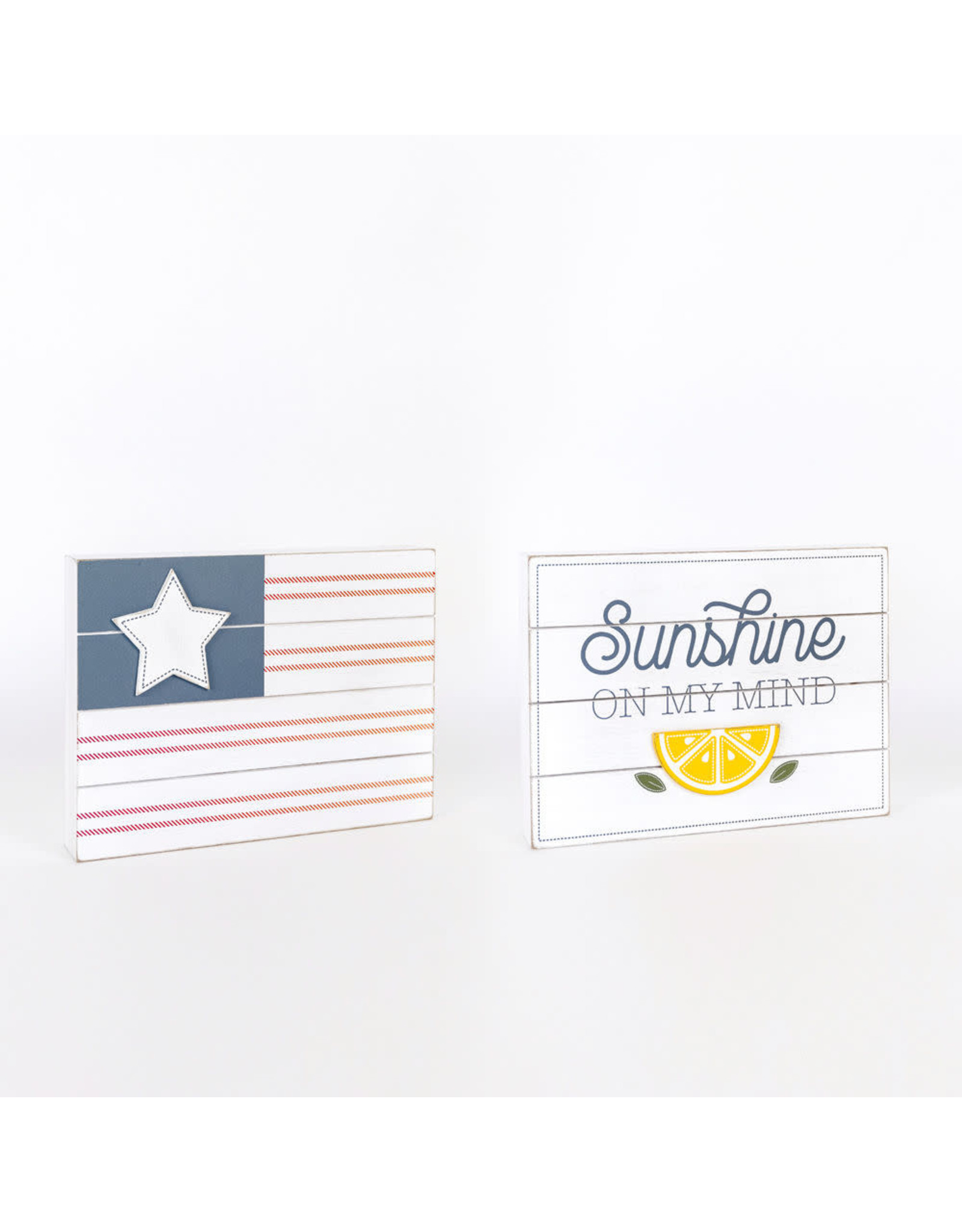Home 45093 10X7.5X1.5 REVERSIBLE WOOD SHIPLAP (FLAG/SUN)