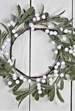Christmas 2021 12in Frosted Mistle Toe Wreath