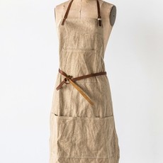 Cotton Canvas Apron w/ Pockets & Leather Ties