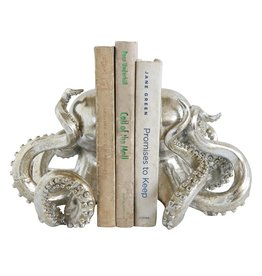 Silver Resin Octopus Bookends Set of 2