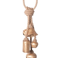 Gold Finish Metal Bells on Jute Hanger