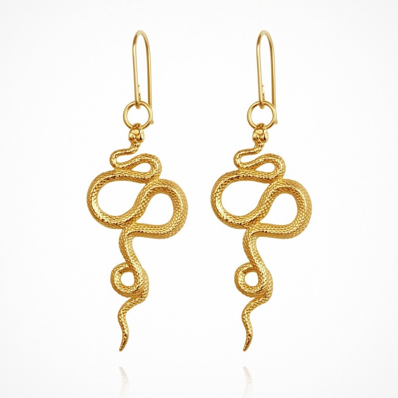 Temple Of The Sun Snake Earrings Gold Vermeil