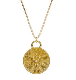 Lulu Raja Necklace Large Yellow Bronze w Diamond