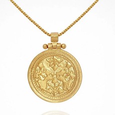 Temple Of The Sun Peacock Gold Necklace