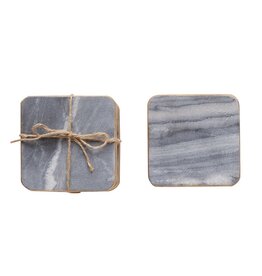 Square Marble Coasters Grey w/ Gold Edge