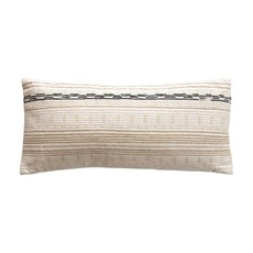 Cotton Lumbar Pillow w/ Embroidery & Gold Metallic Stitching