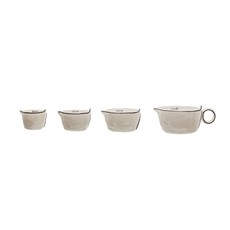 Cup Stoneware Measuring Cups, White w/ Black Rim, Set of 4