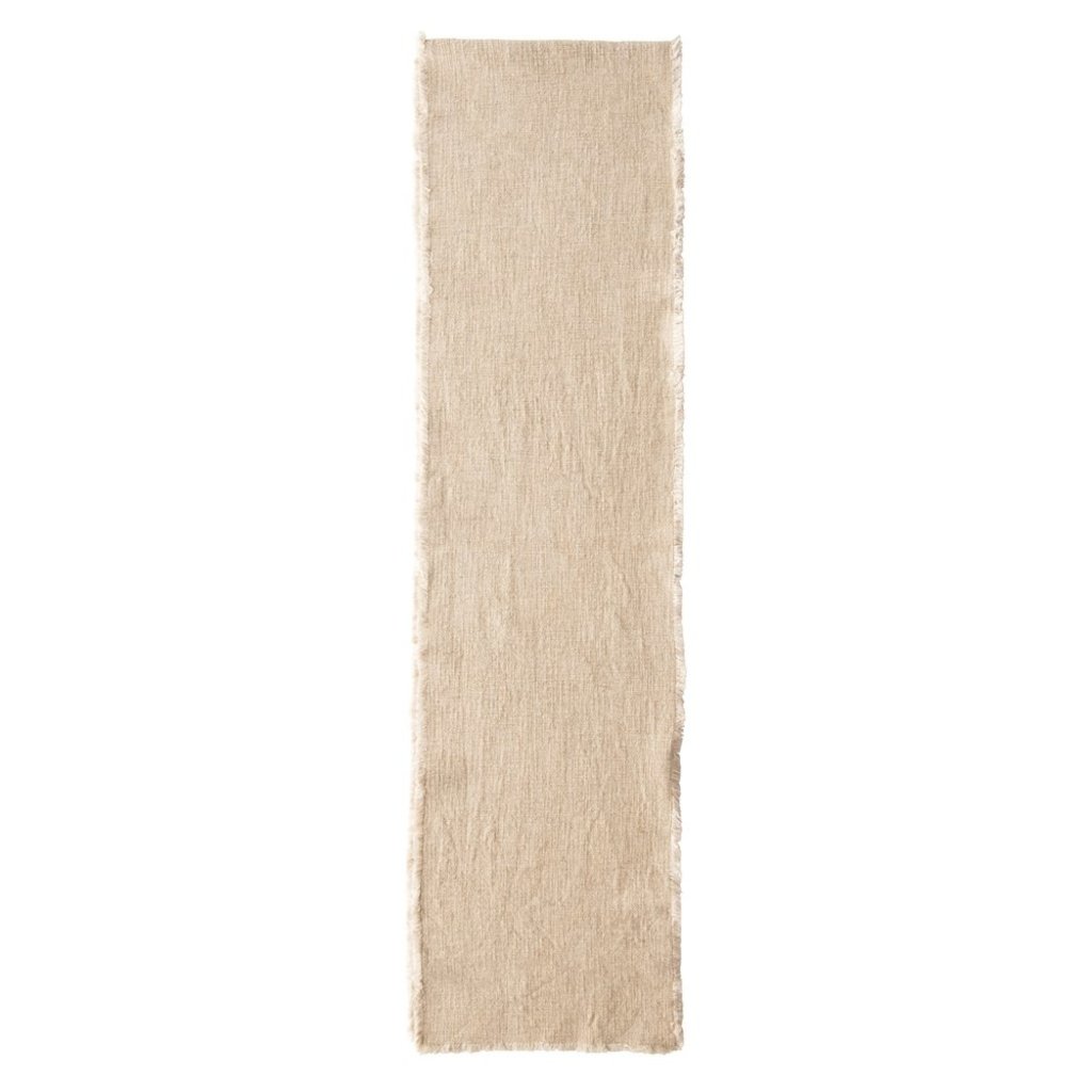 Linen Blend Table Runner w/ Frayed Edges, Natural