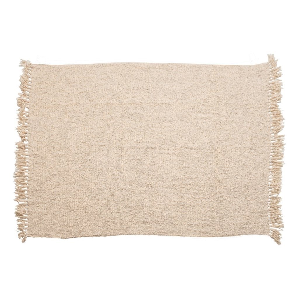 Cotton Blend Boucle Throw w/ Fringe