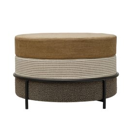 Fabric Upholstered Ottoman with Black Metal Legs