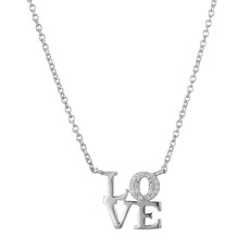 Brooklyn Love Pave Diamond Necklace Silver
