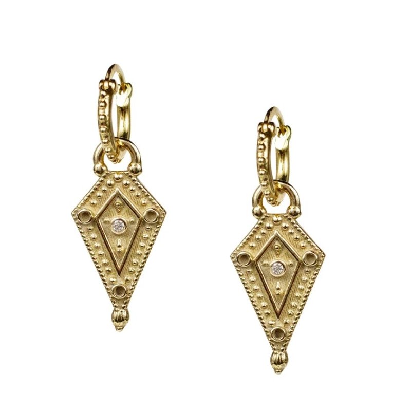 Lulu Venus Yellow Bronze w White Diamond Earrings