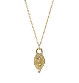 Lulu Athena Yellow Bronze w White Diamond Necklace