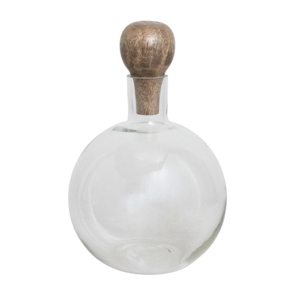 48 oz. Glass Decanter with Mango Wood Stopper