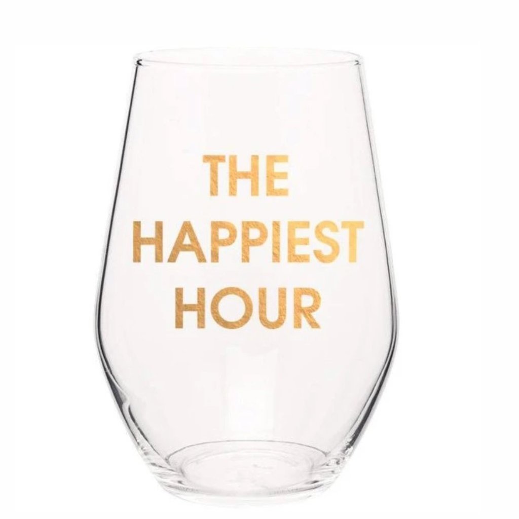 Chez Gagne The Happiest Hour Wine Glass  S/2