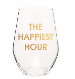 Chez Gagne The Happiest Hour Wine Glass  S/2