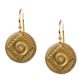 Lulu Leela Earrings Yellow Bronze w Diamond