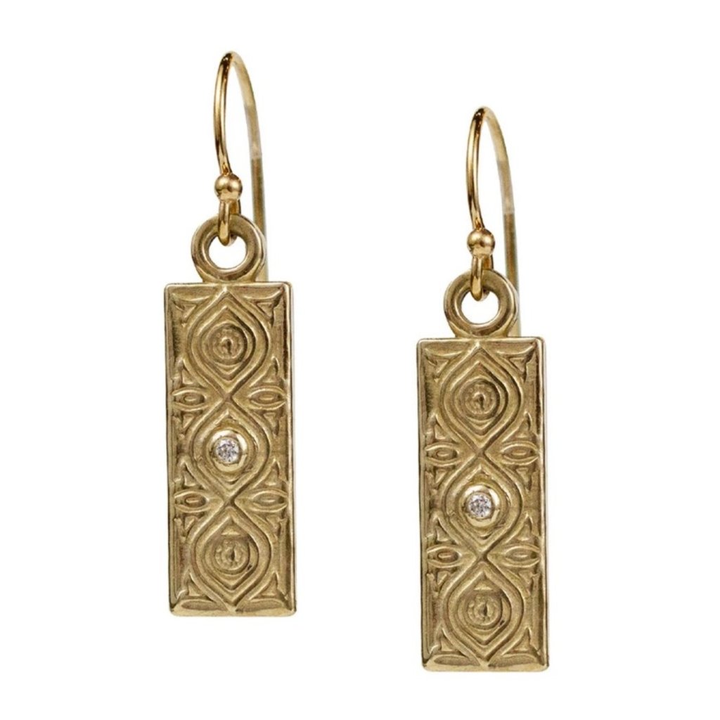 Lulu Dharma Yellow Bronze Earrings w Diamond