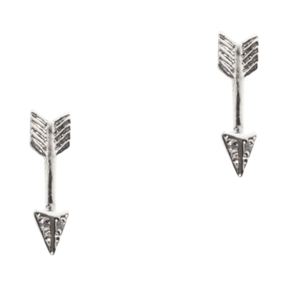 Tai Silver CZ arrow stud earrings