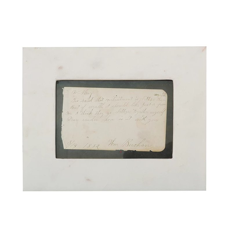 7"L x 9"H Marble Photo Frame, White