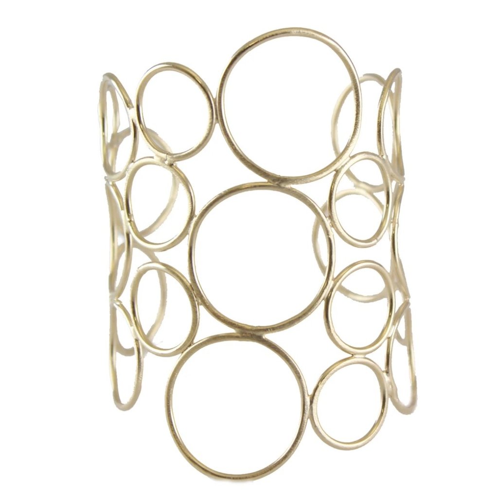 Marcia Moran 18k gold plated cuff with open varying circles