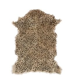 Goat Fur Rug with Leopard Print