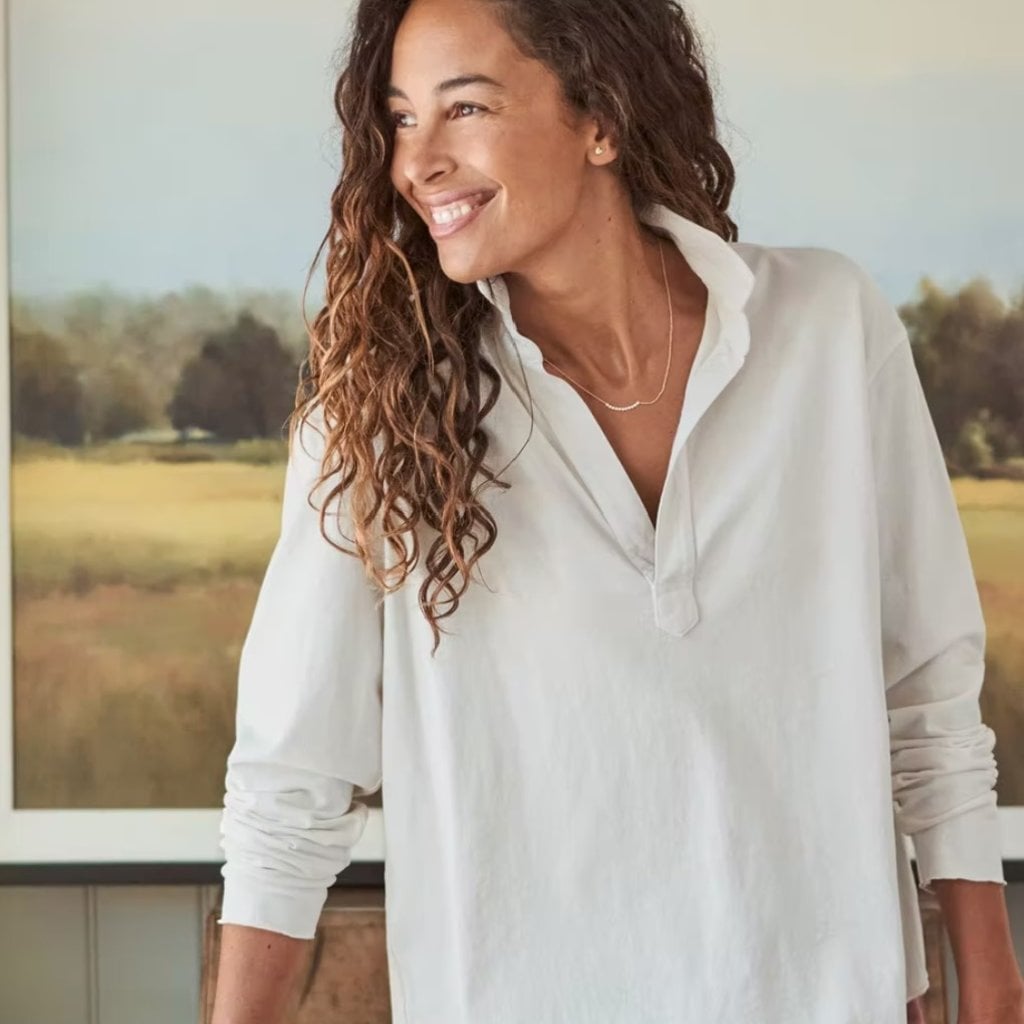 Frank & Eileen Popover Henley Vintage White