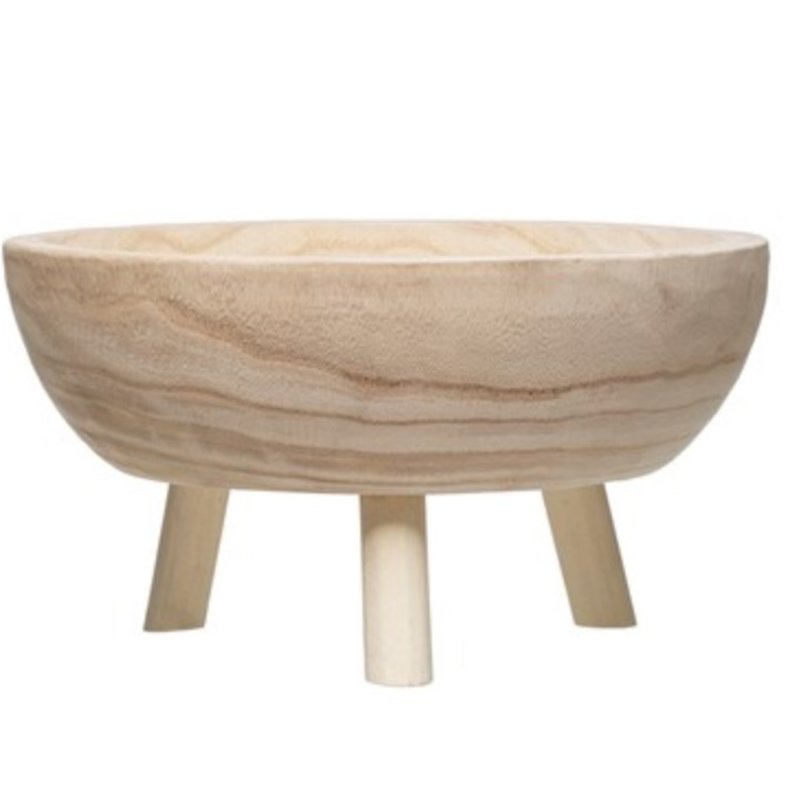 Decorative Paulownia Wood Footed Bowl