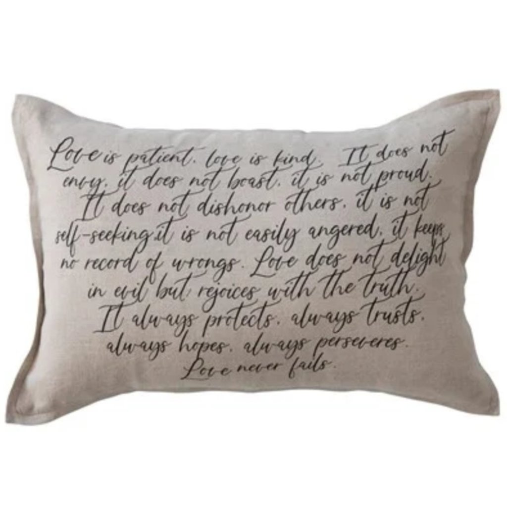 Linen Printed Lumbar Pillow "Love is"