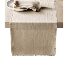 Linen Blend Table Runner w/ Frayed Edges, Natural