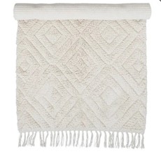 Cotton Tufted Rug with Diamond Pattern and Fringe Sku#