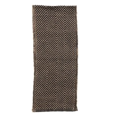 Woven Jute and Cotton Table Runner with Chevron Pattern