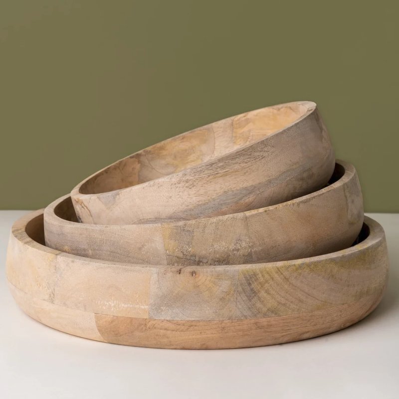 BE HOME S/3 Raw Natural Mango Wood Serving Bowls