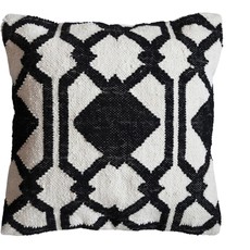 Woven Wool & Cotton Pillow w Pattern