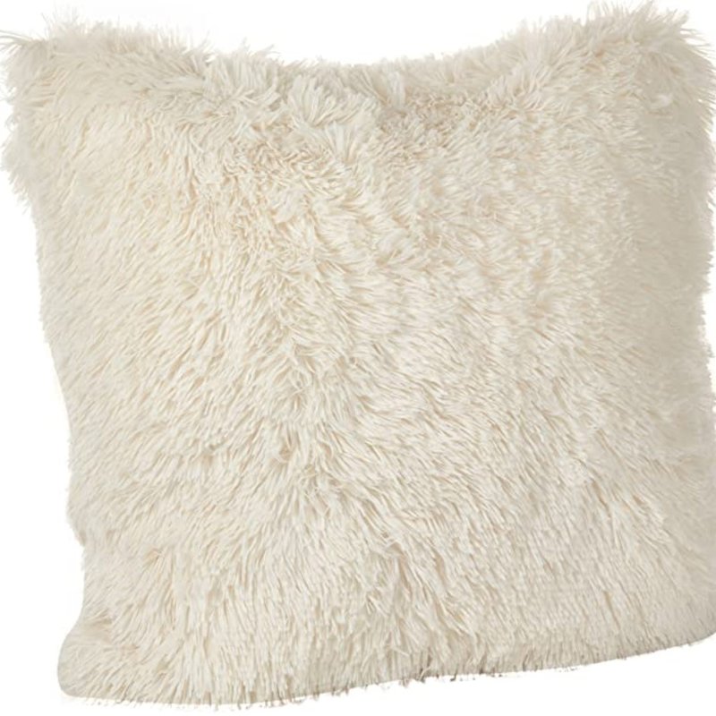 Saro Classic Faux Fur Pillow Down Filled Ivory