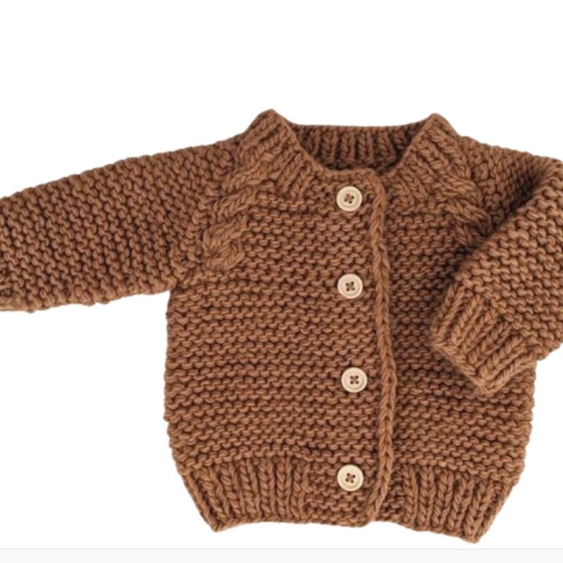 Huggalugs Pecan Garter Stitch Cardigan Sweater
