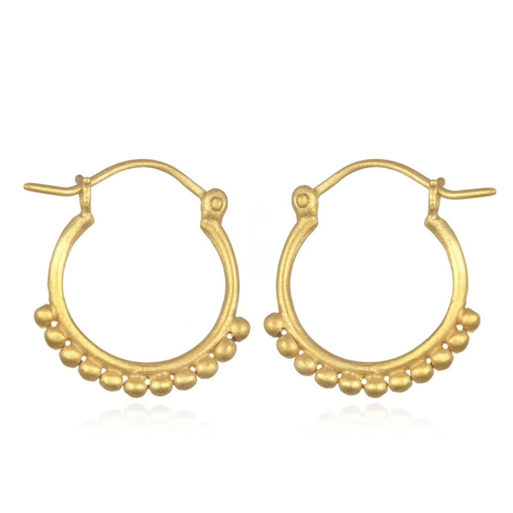 Satya Jewelry Small Dot Gold Hoops