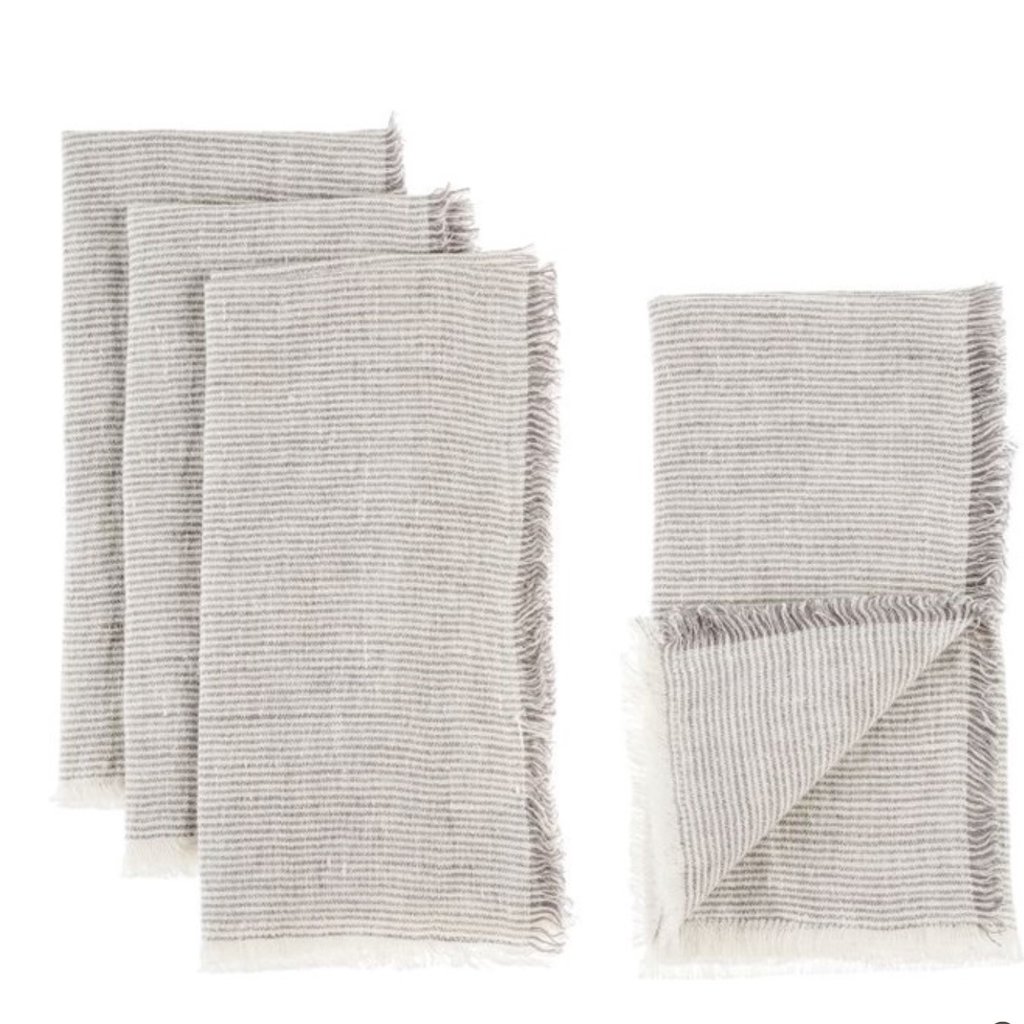 Linen Napkins S/4 Grey Stripe