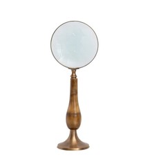 10-3/4"H Brass & Bone Magnifying Glass on Stand