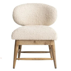 Mango Wood & Cotton Boucle Upholstered Chair