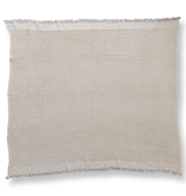 Cotton Waffle Weave Throw w Fringe Natural