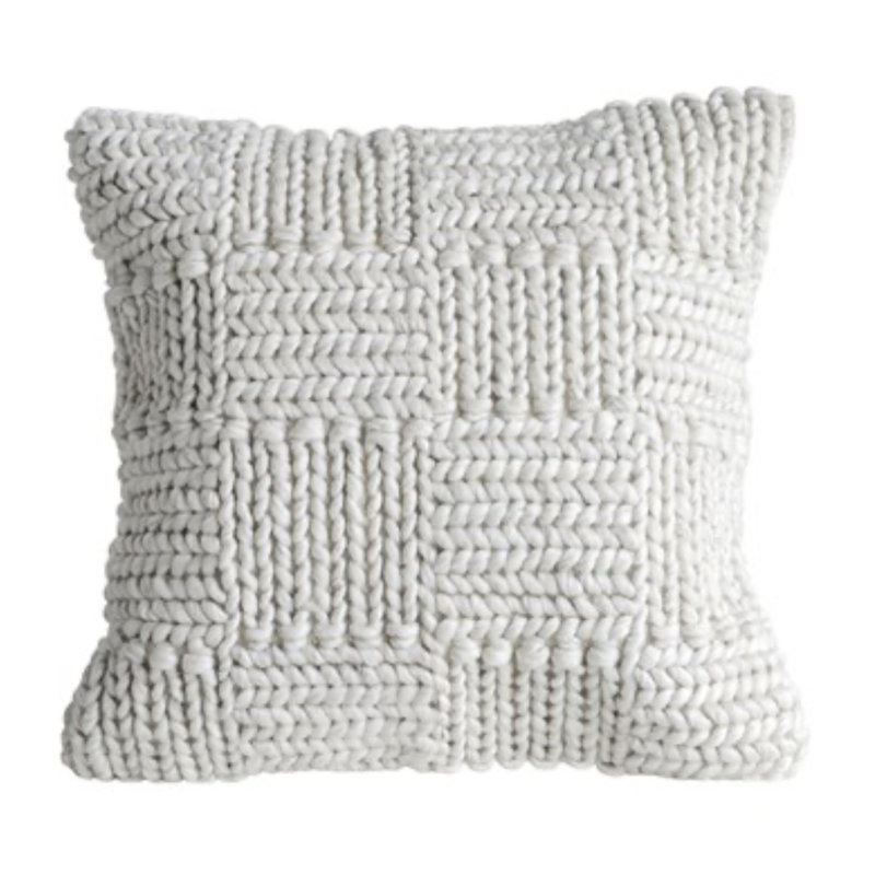 20" Square Knit Wool Pillow Polyester Fill Cream Color