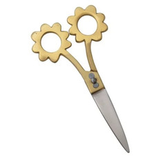 Scissors with Flower Shaped Handles Brass Finish