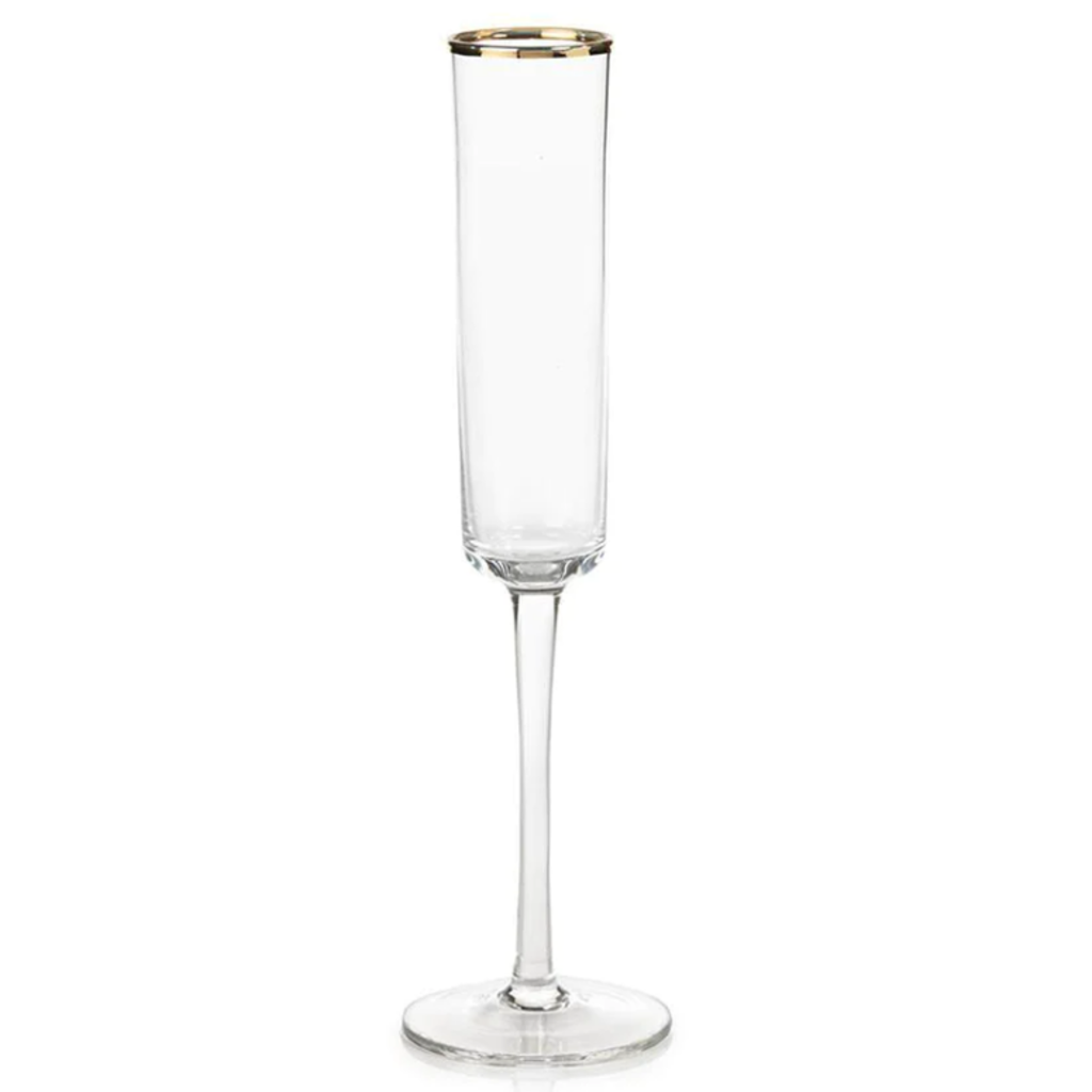 Optic Champagne Flute w/ Gold  Rim S/4