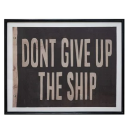 Wood Framed Glass Wall Décor with Vintage Reproduction Flag "Dont Give Up"