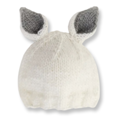Huggalugs Bunny Ears White with Grey Beanie Hat